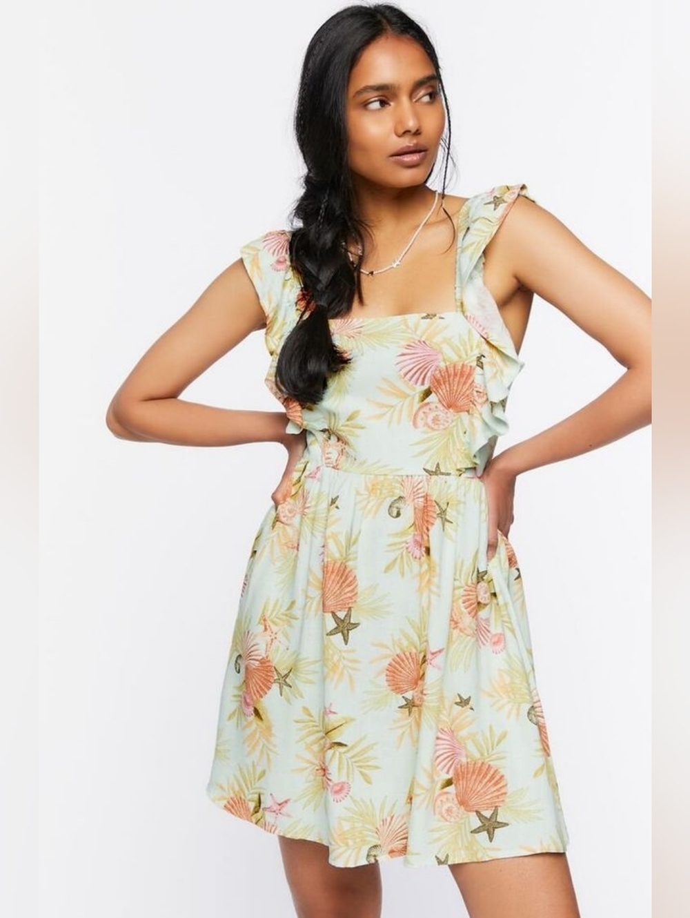 Shell-Print Ruffle Sundress - Picture 1 of 7